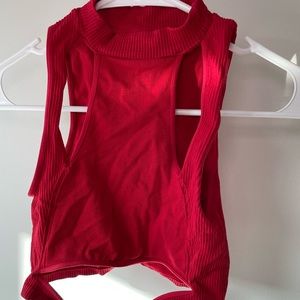 URBAN OUTFITTERS Red Cutout Top